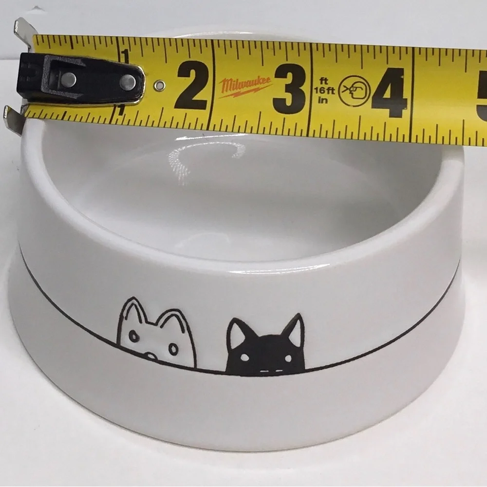 2 Two Cat Heads Signature Stoneware Cat Dish